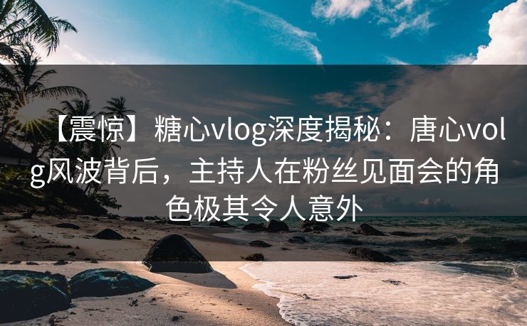 【震惊】糖心vlog深度揭秘:唐心volg风波背后,主持人在粉丝见面会的角色极其令人意外 【震惊】糖心vlog深度揭秘:唐心volg风波背后,主持人在粉丝见面会的角色极其令人意外