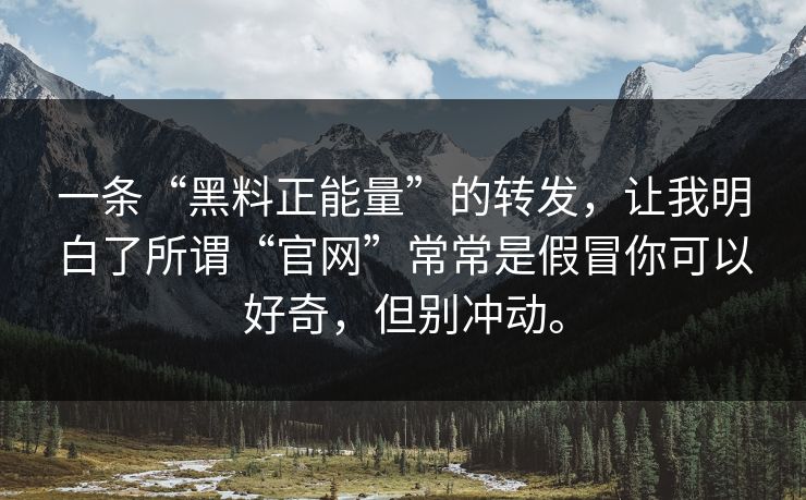 一条“黑料正能量”的转发，让我明白了所谓“官网”常常是假冒你可以好奇，但别冲动。