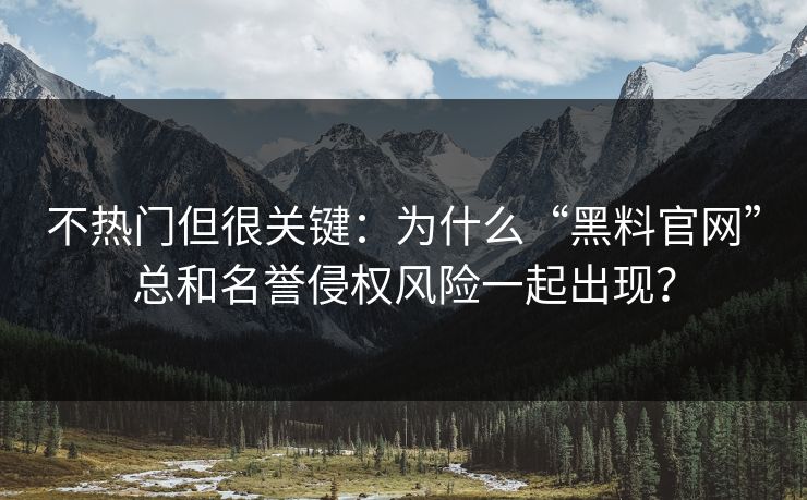不热门但很关键：为什么“黑料官网”总和名誉侵权风险一起出现？